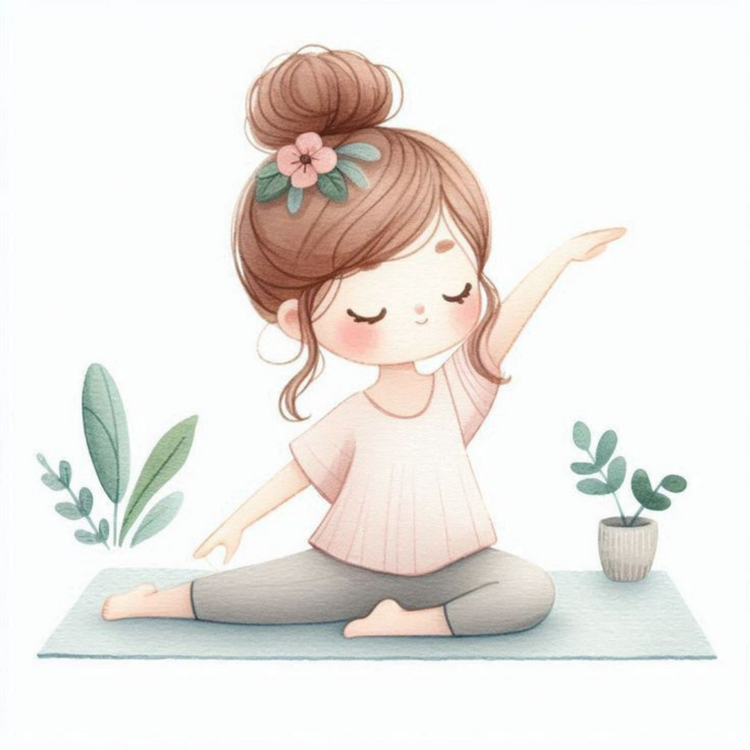 Girl doing calming yoga stretch