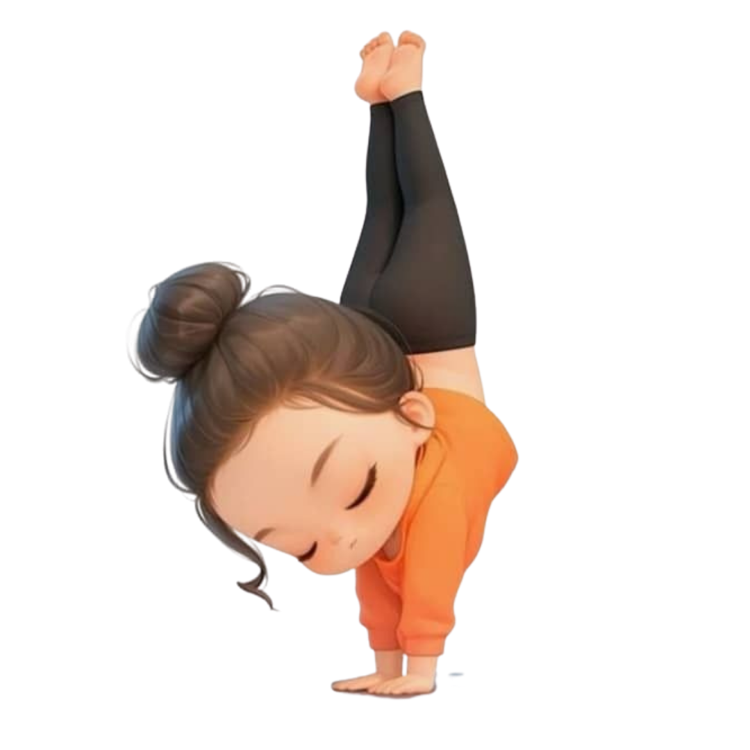 Strong girl in yoga handstand pose