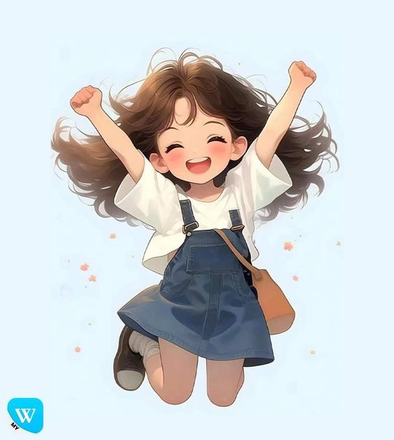 Celebrating girl jumping with joy